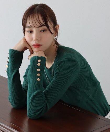 【SALE】金釦付きリブニット 【SALE】金釦付きリブニット