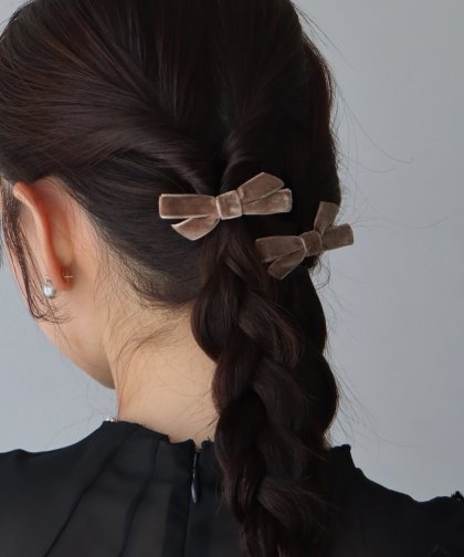 ベロアリボンヘアクリップセット【ネコポス】