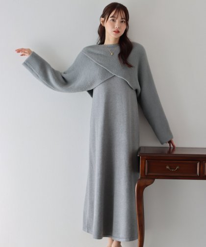 【SALE】シャギークロスニット&ノースリーブニットワンピース セットアップ 【SALE】シャギークロスニット&ノースリーブニットワンピース セットアップ