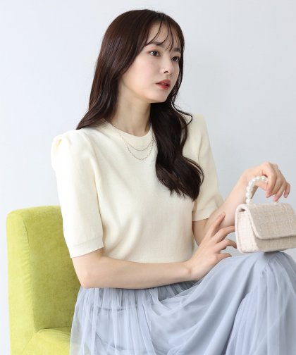【SALE】タックスリーブサマーニット 【SALE】タックスリーブサマーニット