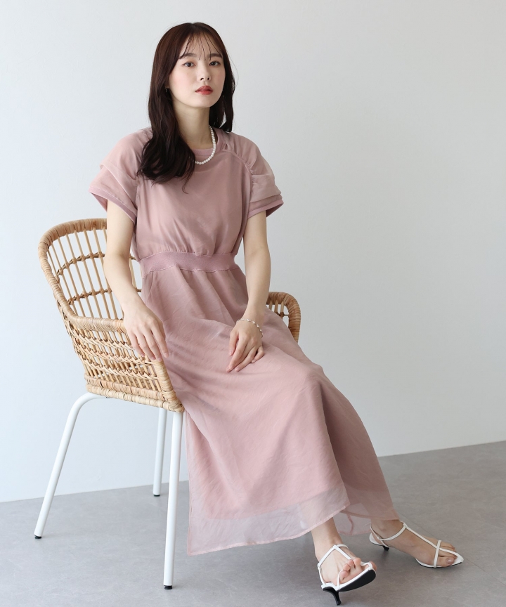 【SALE】オーガンジーレイヤードワンピース