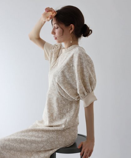 【SALE】レースジャガードドルマンワンピース