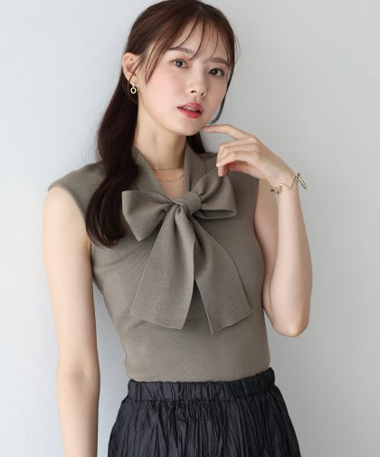 【SALE】ボウタイフレンチニット