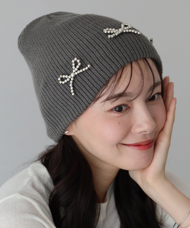 【SALE】シルバービーズリボンビーニー