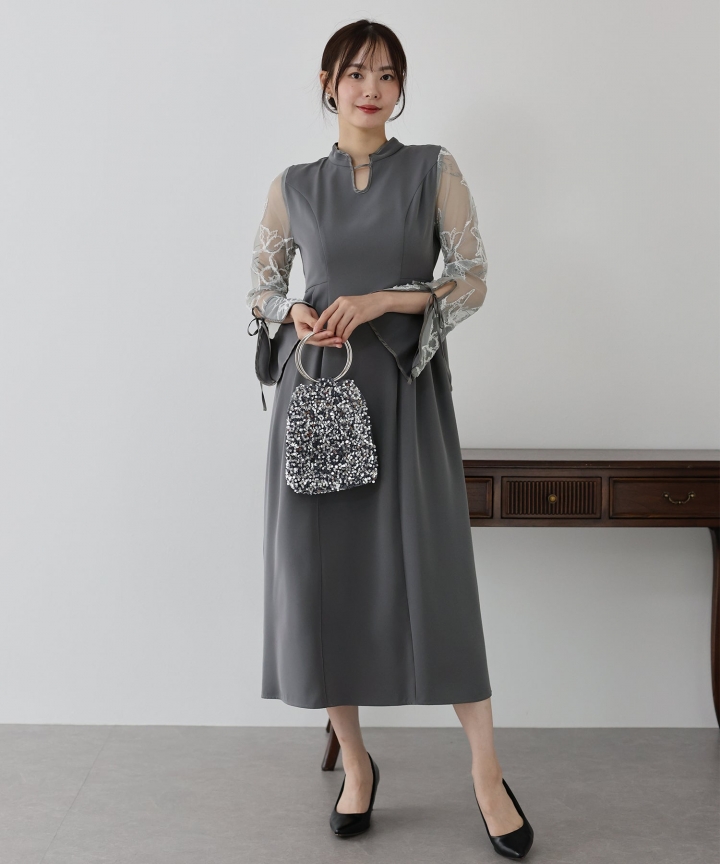 【TIME SALE】フェザーフラワーコクーンドレス 【TIME SALE】フェザーフラワーコクーンドレス