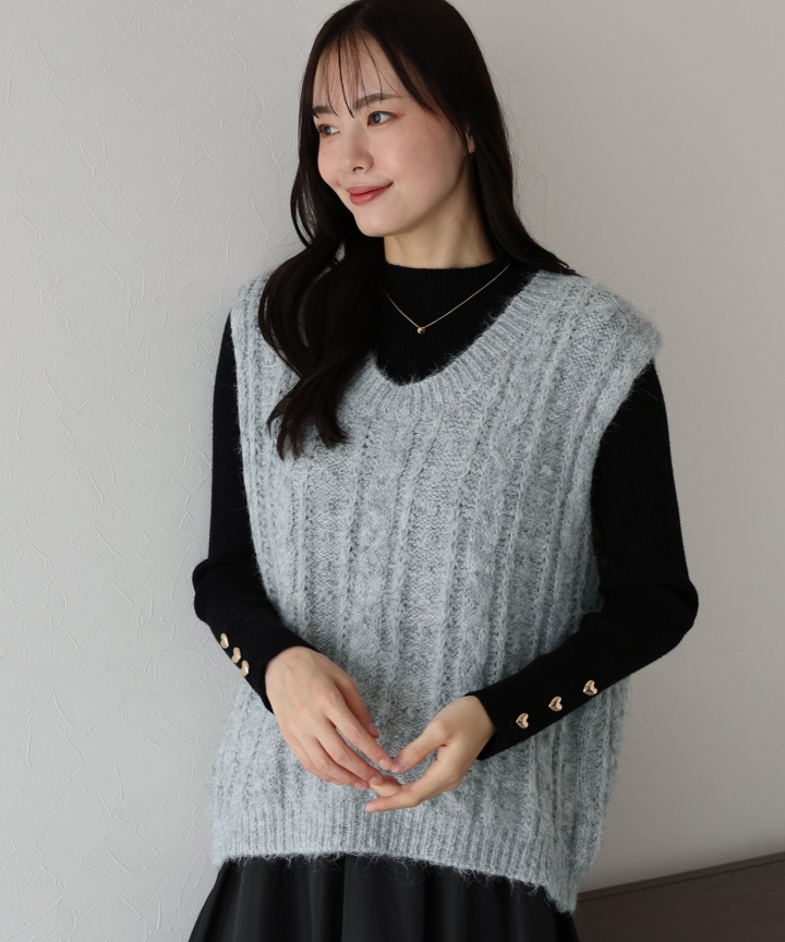 【TIME SALE】ケーブルニットベスト 【TIME SALE】ケーブルニットベスト