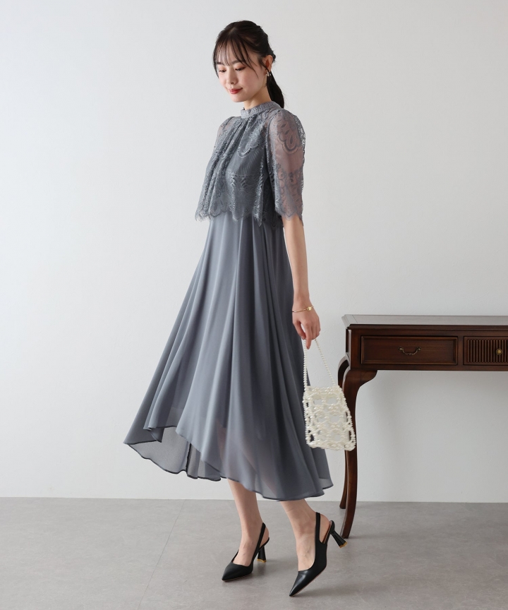 【TIME SALE】フレアレーススリーブフィッシュテールワンピース 【TIME SALE】フレアレーススリーブフィッシュテールワンピース