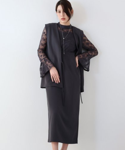 【SALE】レースドッキングワンピース?ジレセットアップ