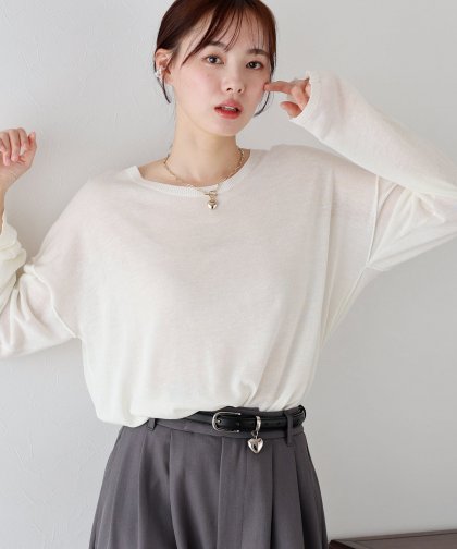 【SALE】アウトシームベーシックシアーニット【ネコポス】 【SALE】アウトシームベーシックシアーニット【ネコポス】