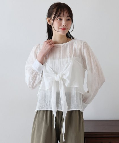 【SALE】リボンビスチェ付きブラウス