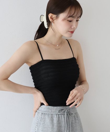 【TIME SALE】カップ付きシャーリングキャミソール【ネコポス】 【TIME SALE】カップ付きシャーリングキャミソール【ネコポス】