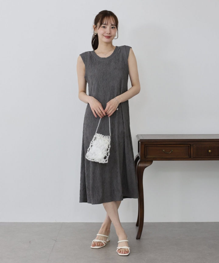 【SALE】フレンチスリーブプリーツワンピース