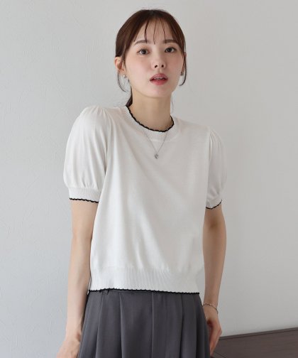 【SALE】配色スカラップニット
