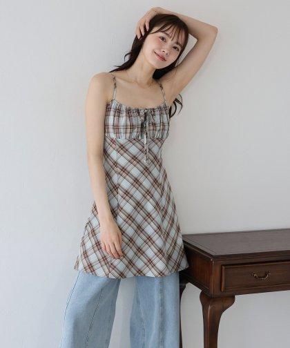 【SALE】チェックキャミワンピース 【SALE】チェックキャミワンピース