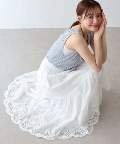 【TIME SALE】コットンレースティアードスカート 【TIME SALE】コットンレースティアードスカート