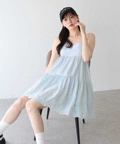 【SALE】コットンレースミニワンピース 【SALE】コットンレースミニワンピース