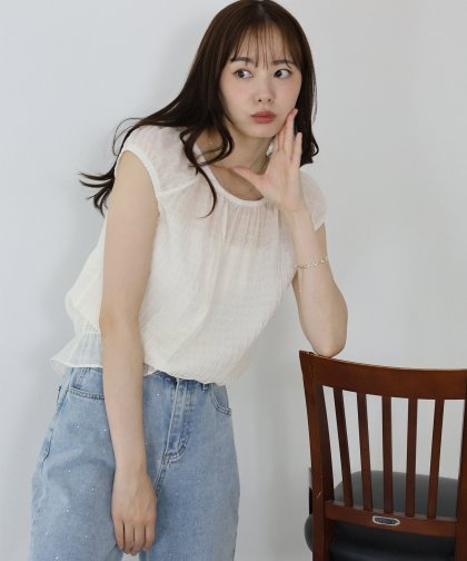 【SALE】シアーチェックブラウス【ネコポス】