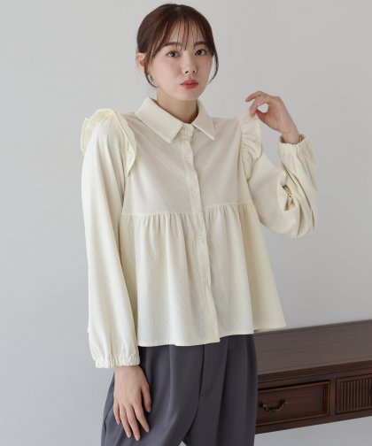 【TIME SALE】コーデュロイペプラムブラウス