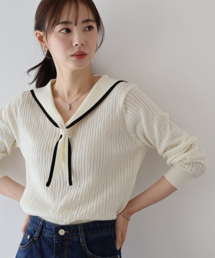 【TIME SALE】セーラーカラーニット