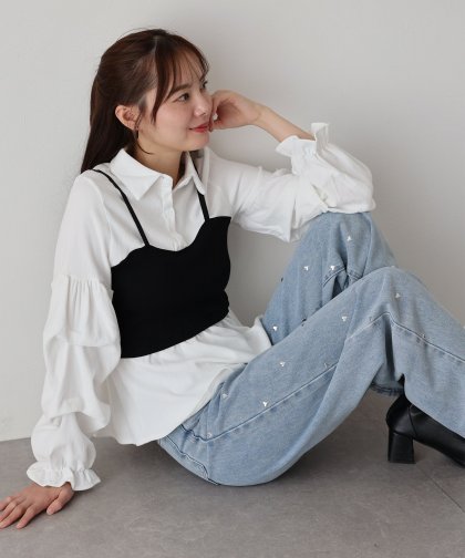 【TIME SALE】ビスチェレイヤードコーデュロイシャツ