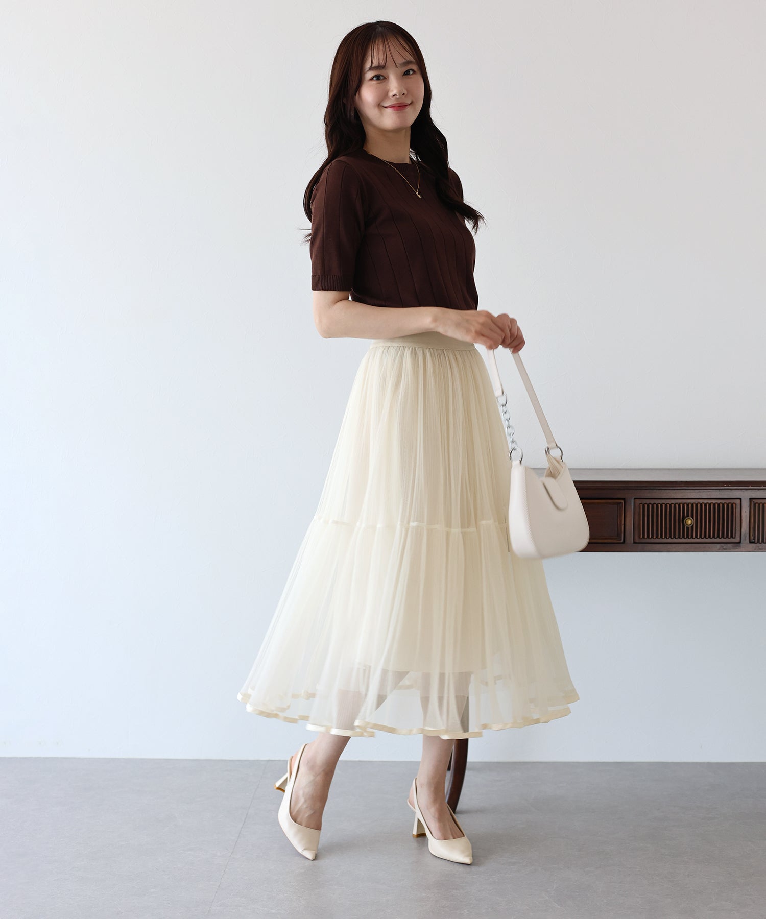 プリーツチュールスカート