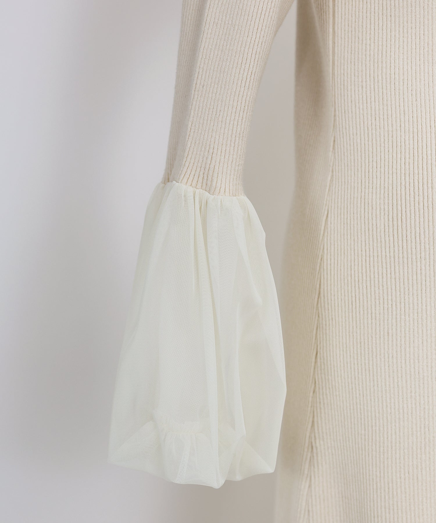 【SALE】チュールカフスニットワンピース