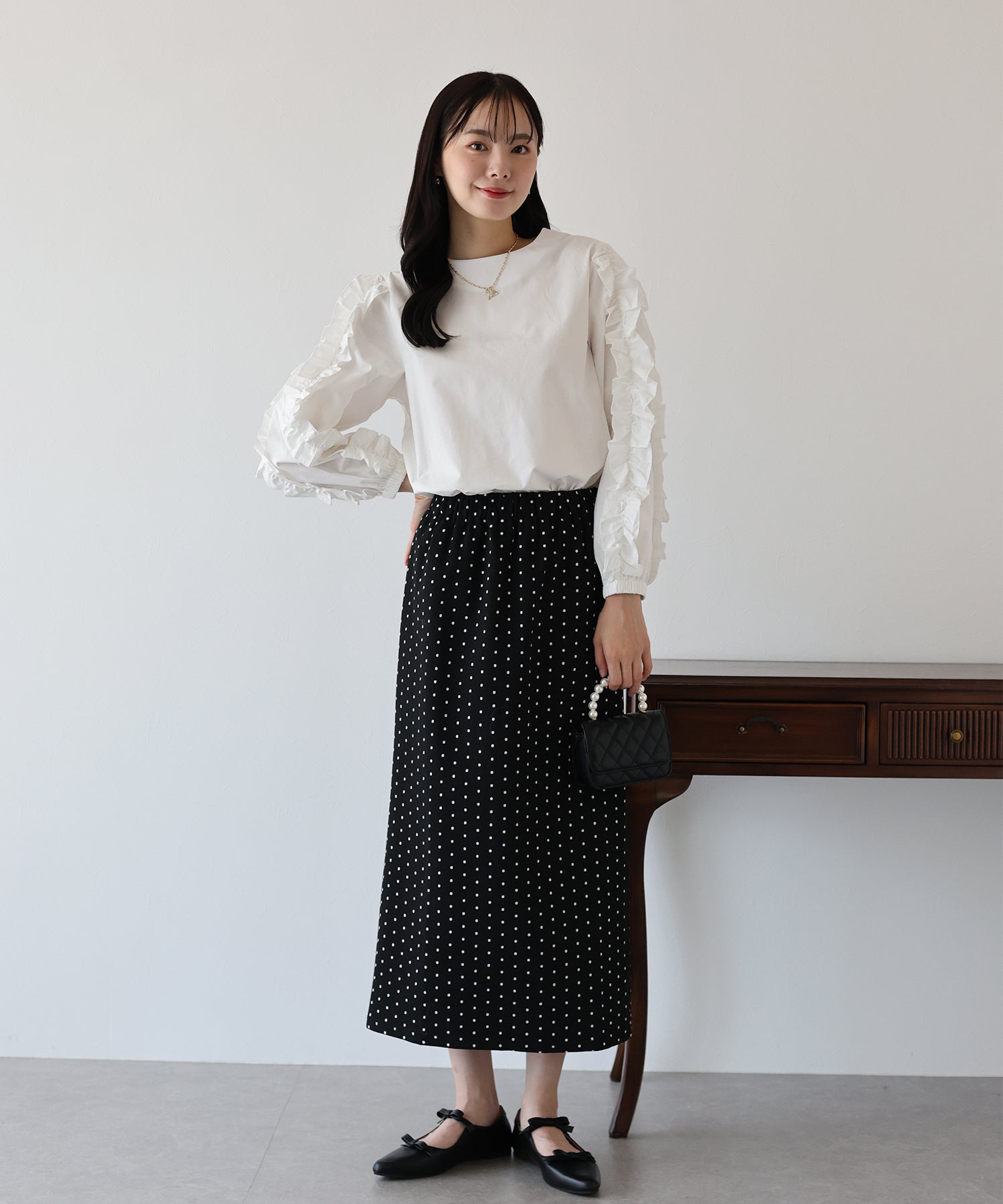 【SALE】ドットタイトスカート