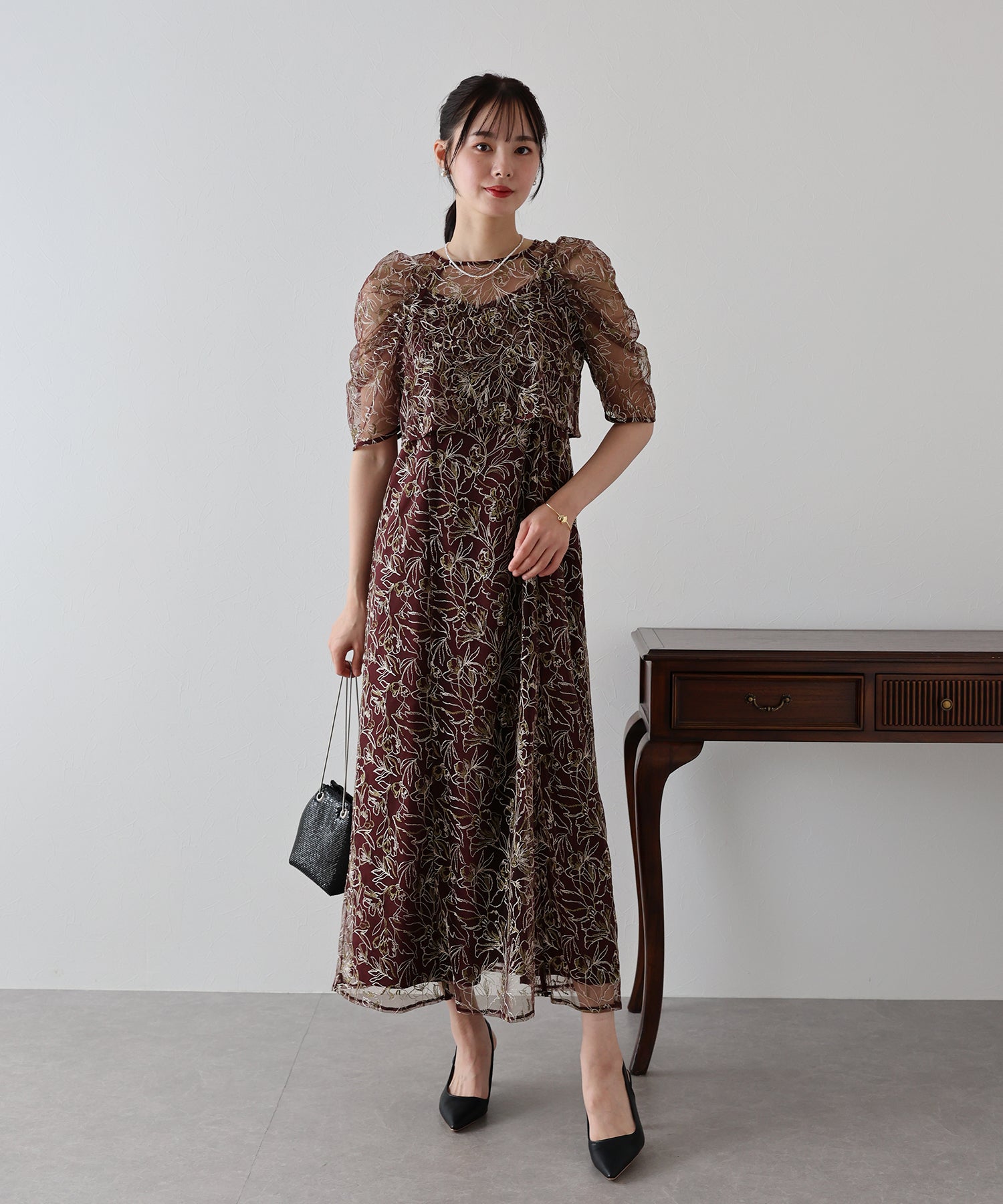 【TIME SALE】花柄刺繍レースセットドレス