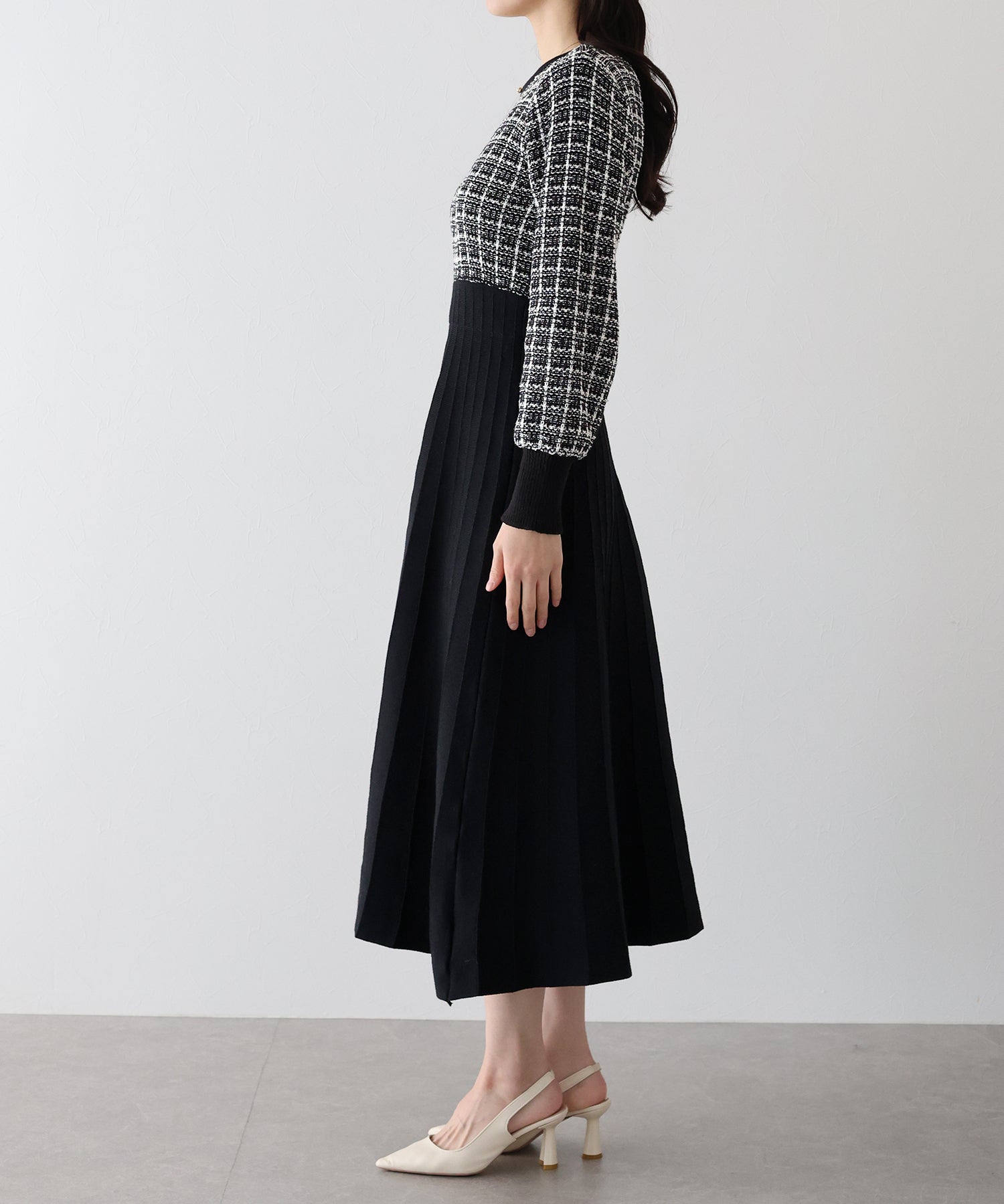 【SALE】ツイードニットワンピース