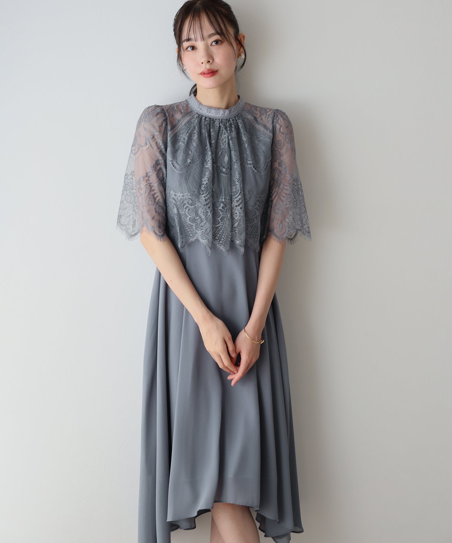 【TIME SALE】フレアレーススリーブフィッシュテールワンピース