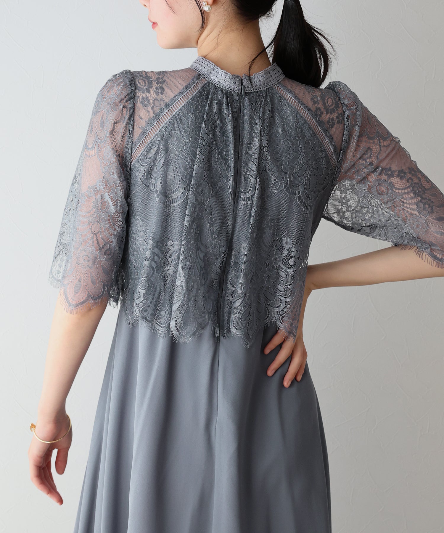 【TIME SALE】フレアレーススリーブフィッシュテールワンピース