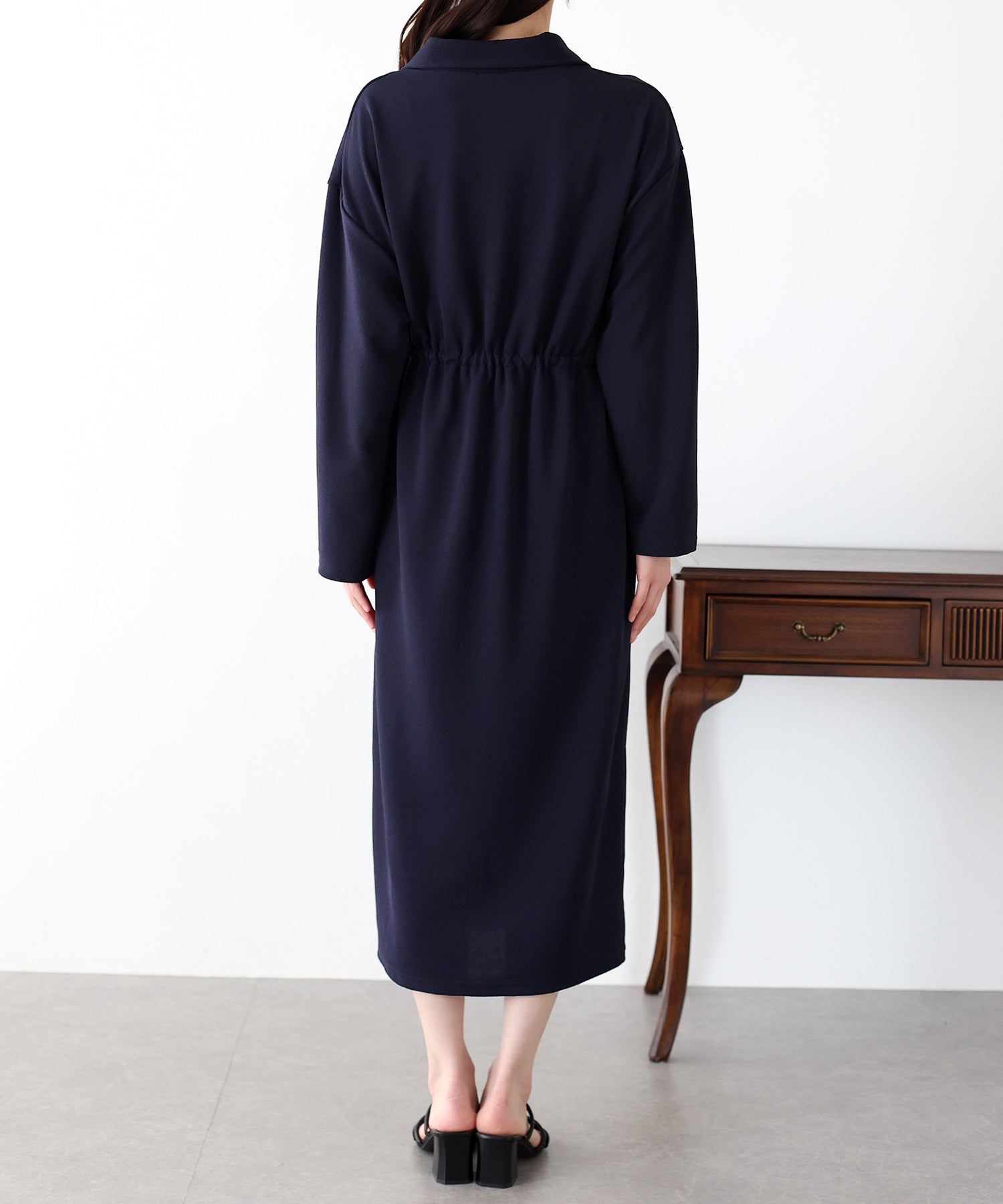 【SALE】ポロ衿ドロストワンピース