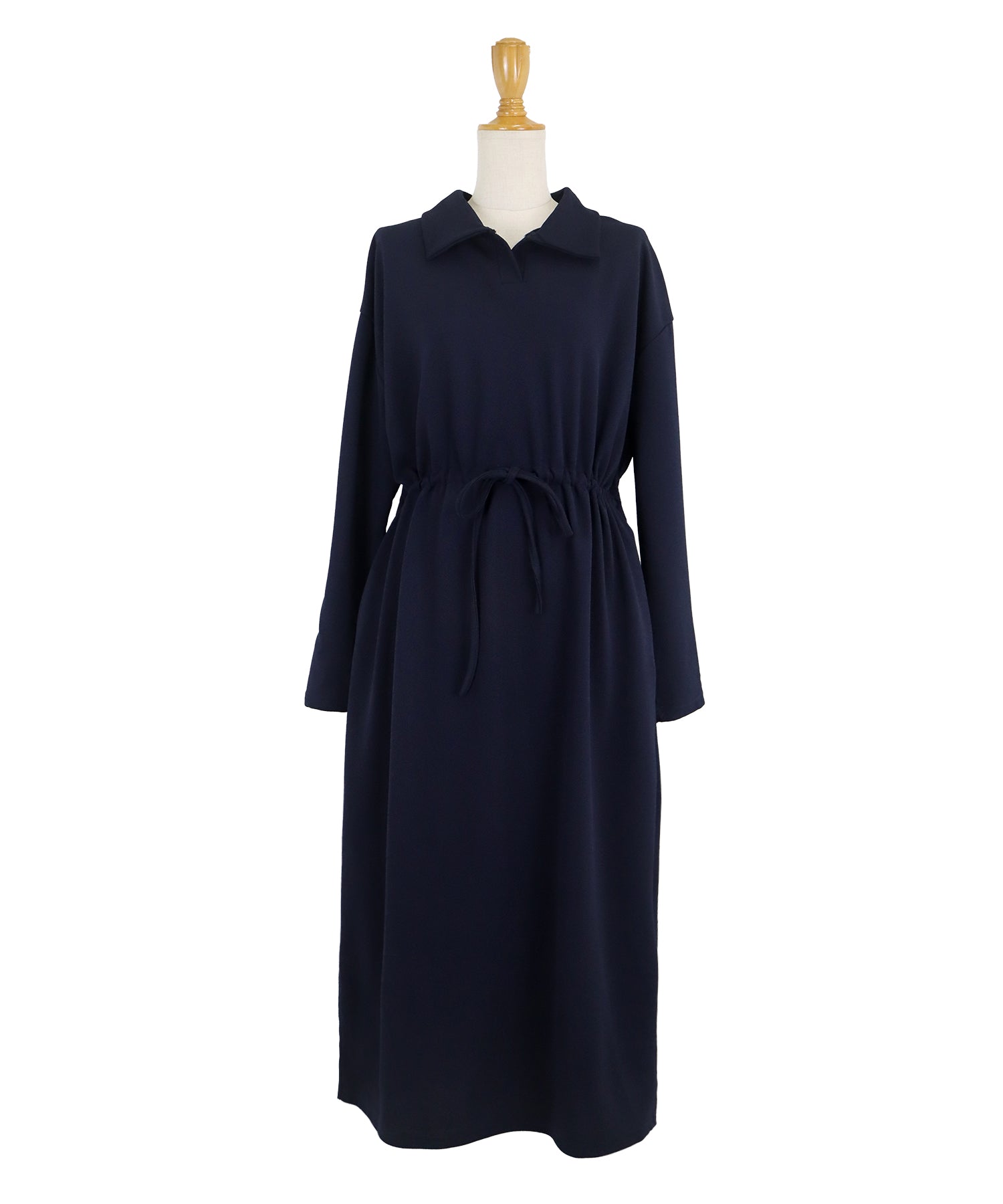 【SALE】ポロ衿ドロストワンピース