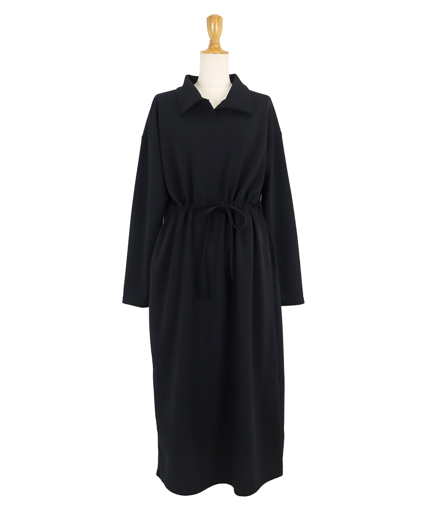 【SALE】ポロ衿ドロストワンピース