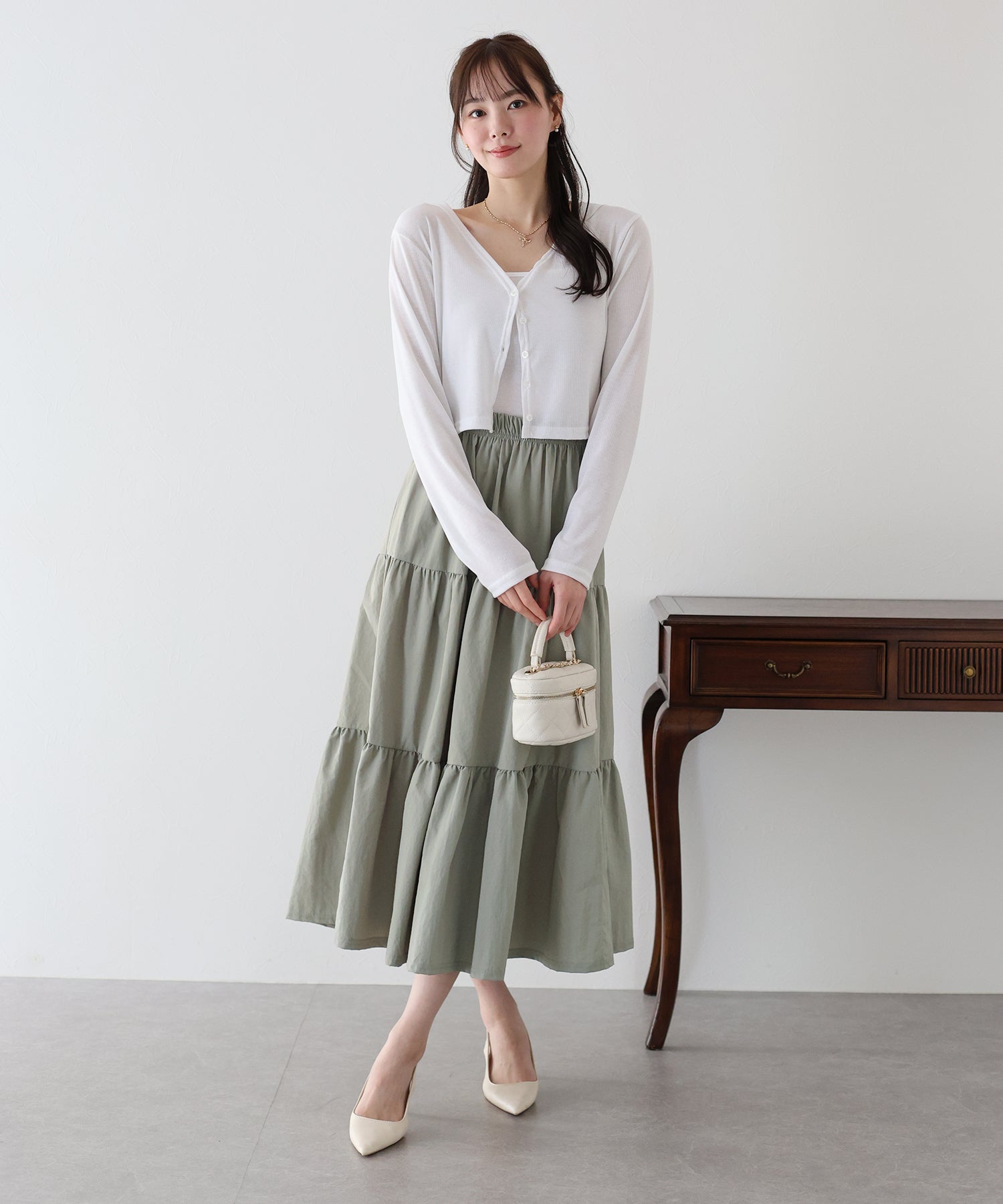 【SALE】ナイロンティアードスカート