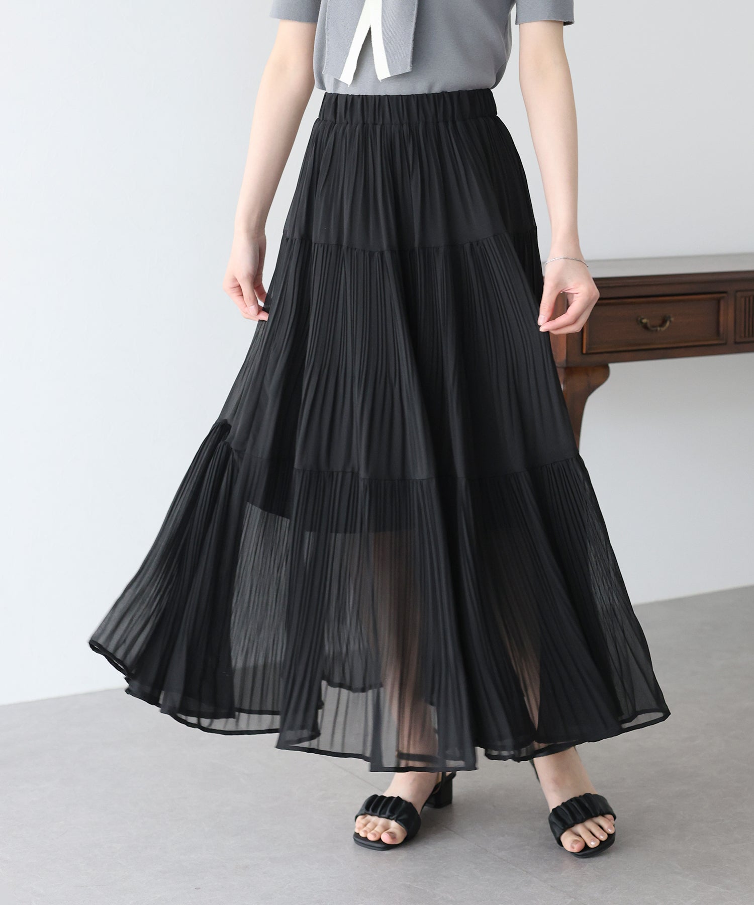【TIME SALE】シフォンプリーツスカート