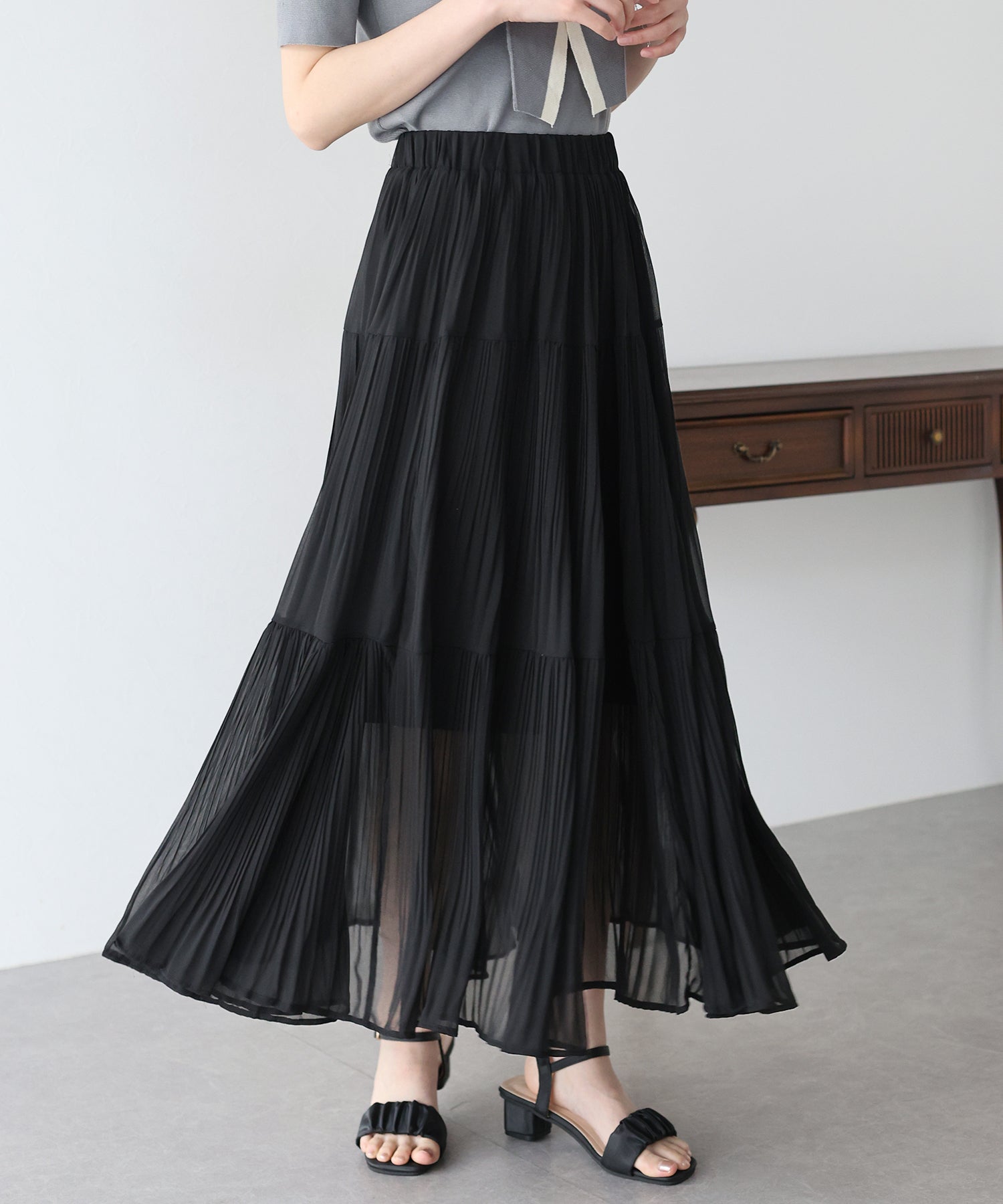 【TIME SALE】シフォンプリーツスカート