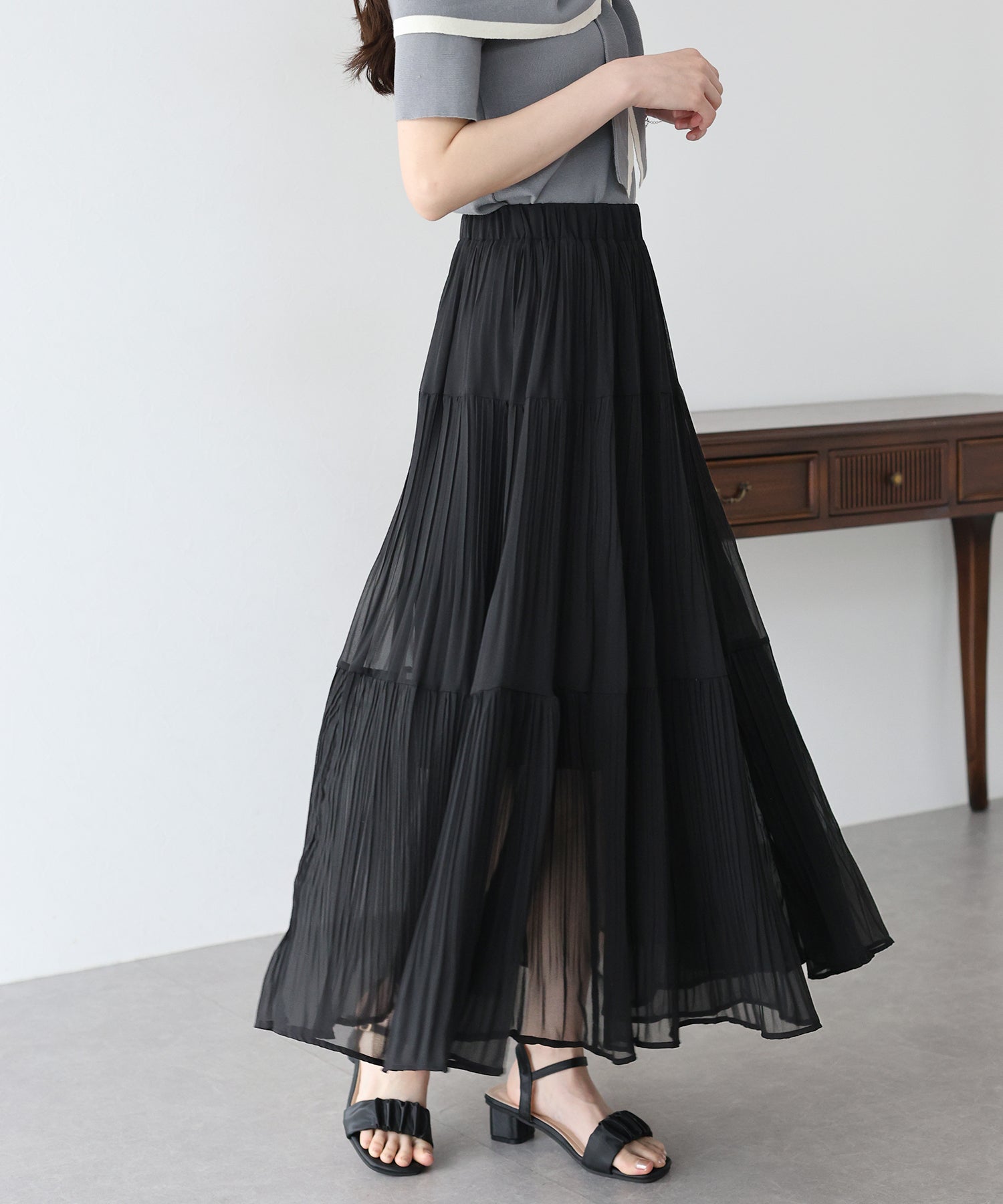 【TIME SALE】シフォンプリーツスカート