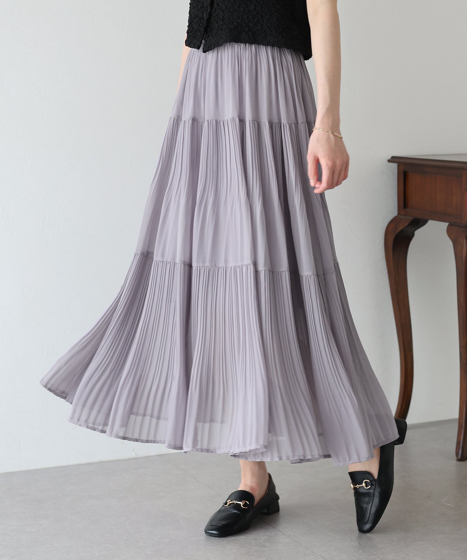 【TIME SALE】シフォンプリーツスカート